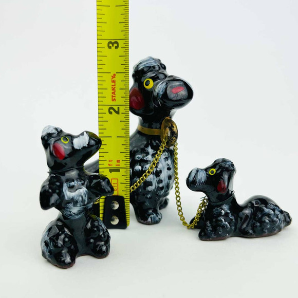 Vintage Red Ware Style Black and white Poodles on Chains - Mid Century Decor - Picture 2 of 8